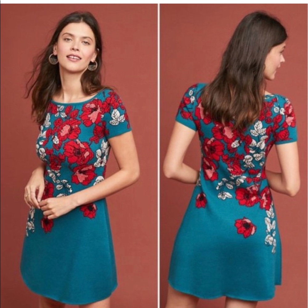 NWOT Anthropologie Maeve Allison Floral Sweater Dress Size XL.